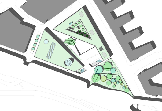 archaeological center mainz competition, site plan